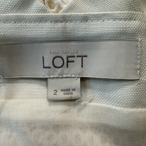 Women's Ann Taylor Loft Linen Blend and Lace Cream Sundress Size 2 NEW - Picture 3 of 9
